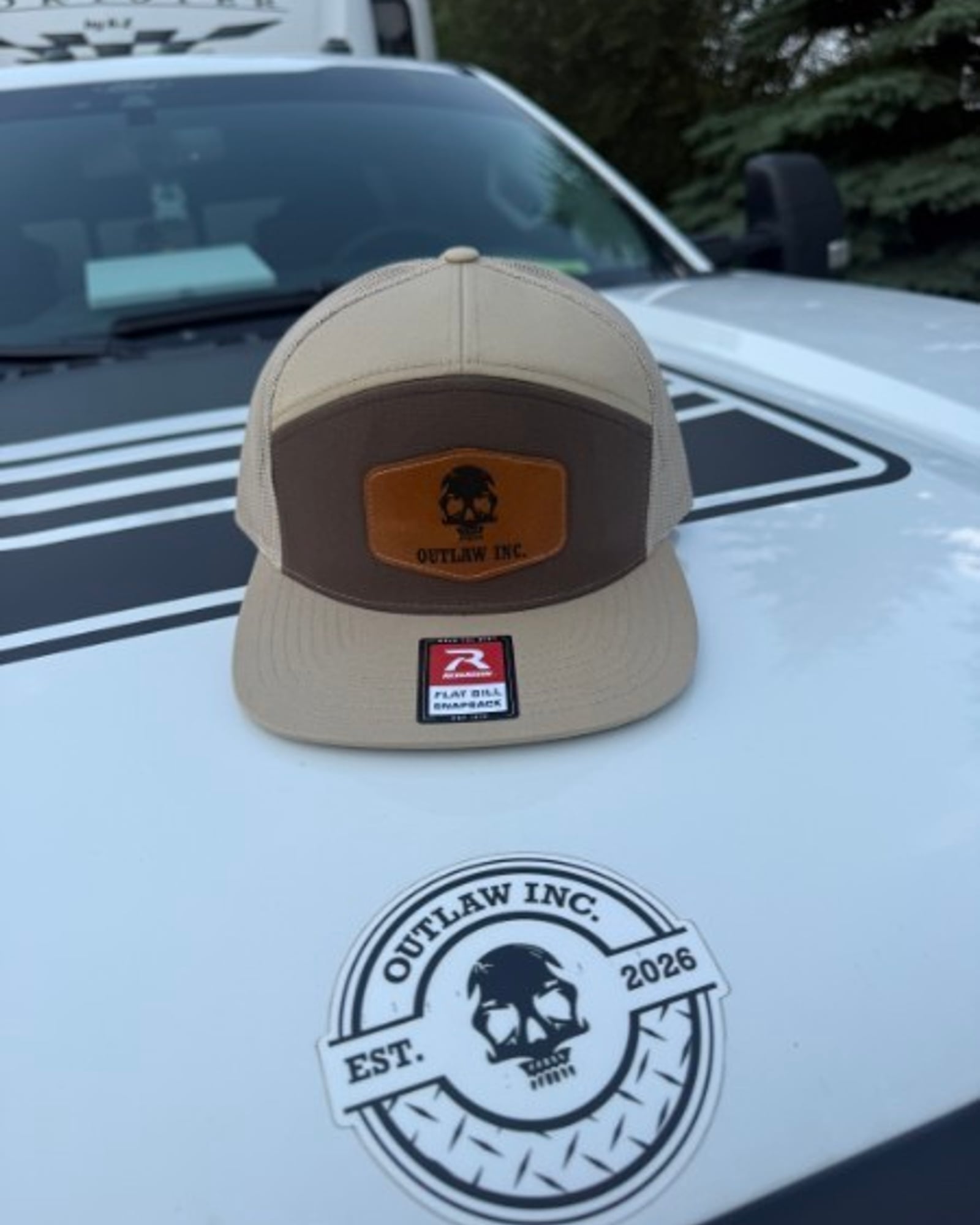 Khaki Leather Patch Snapback